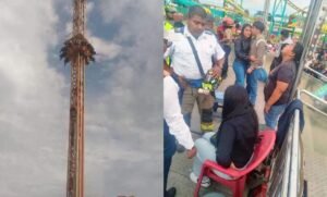 Falla en juego mecánico provoca momentos de tensión en la Feria de Chalco; usuarios quedan atrapados en las alturas